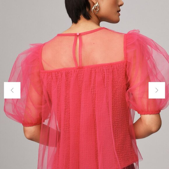 Anthropologie - Hot Pink Tulle Blouse - Picture 2 of 4